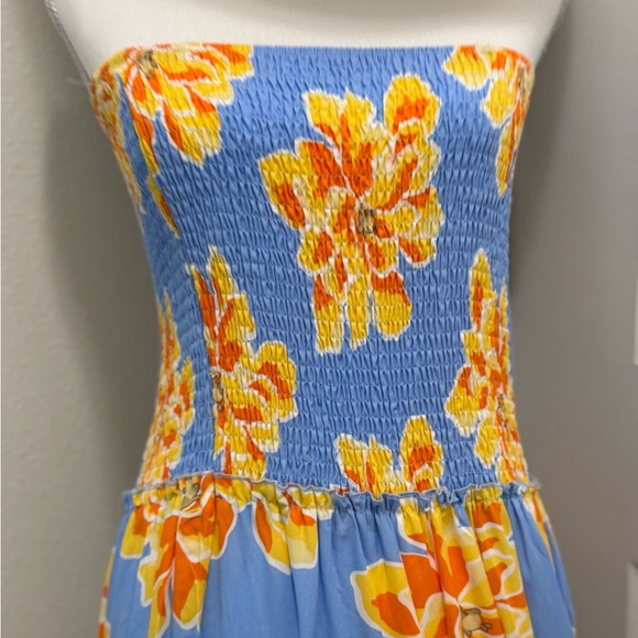 Floral blue and yellow Maxi Dress NWT SZ L - Picture 2 of 7